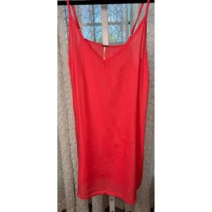 Free People‎ Coral Red Slip Cami Tank Top Adjustable Straps Size M